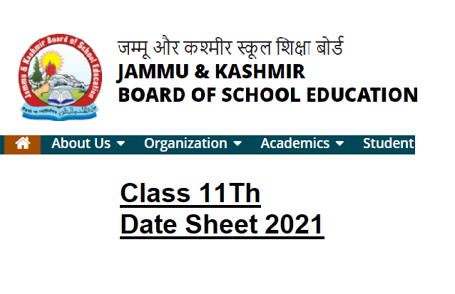 JKBOSE Class 11th date sheet Kashmir Division 2021 in detail 1