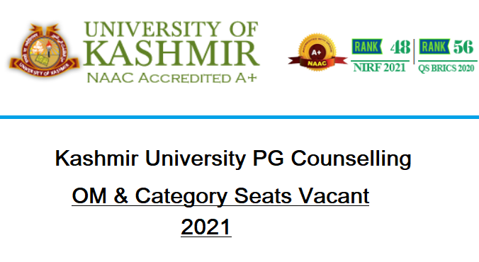 Kashmir University PG counseling for vacant seats 6