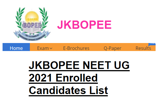 JKBOPEE NEET UG 2021 Enrolled candidates list 1