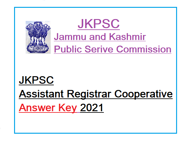 JKPSC Assistant Registrar Cooperative Answer Keys 2021 1
