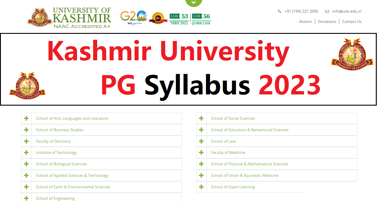 Kashmir University PG Syllabus 2023