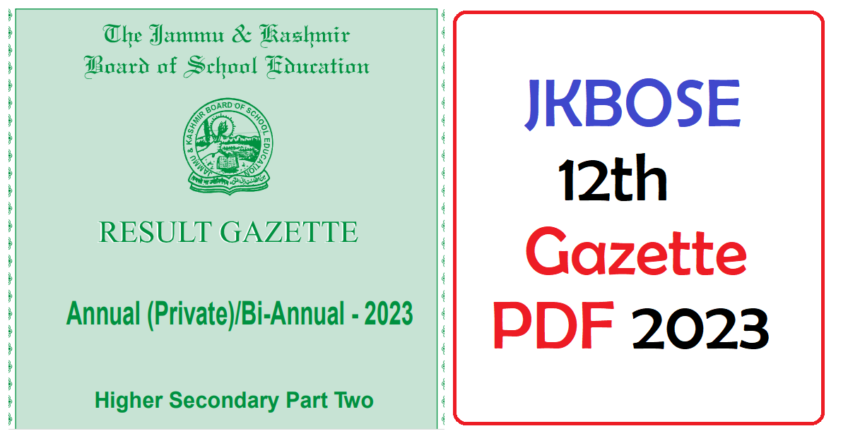 JKBOSE 12th Gazette PDF 2023